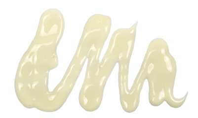 Liquid cleanser puddle, yellow cream detergent chemical for cleaning, housekeeping product isolated on white, top view, clipping
