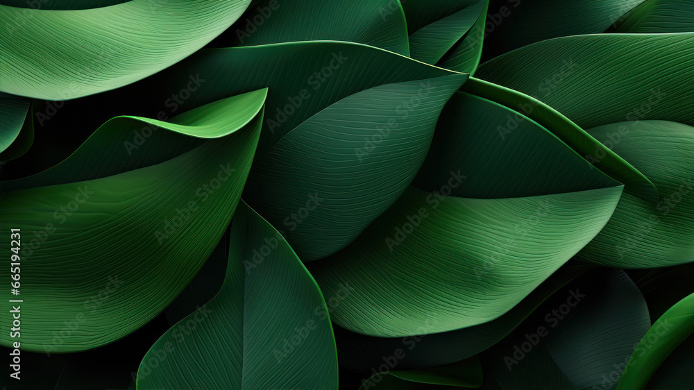 Poster abstract green background with leaf pattern in minimal design