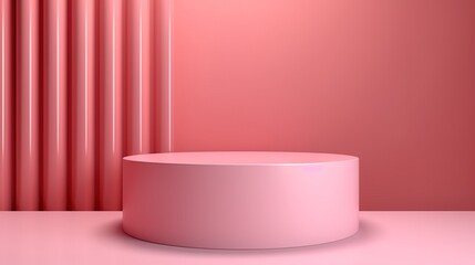 Empty Podium Display, isolated pastel pink Background. AI generated
