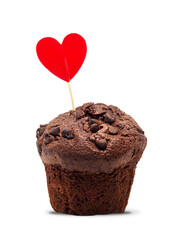 Chocolate muffin with heart.