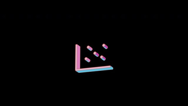 Bright chart scatter icon is jumping merrily. Retro style. Alpha channel black. Looped from frame 120 to 240, Alpha BW at the end