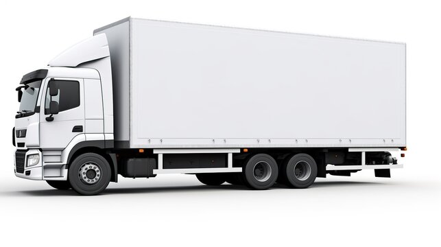 White container truck side view isolated background. AI generated image