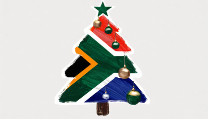 South African Merry Christmas. Flag of South Africa in the shape of a Christmas tree. Generative AI