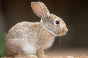 a perfect rabbit pose up close from the side. Generative AI