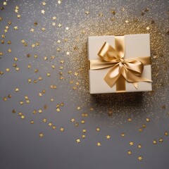 Obraz na płótnie Canvas giftbox gold ribbon,space for text