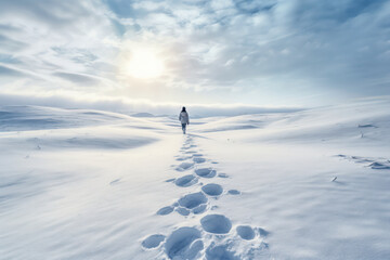 Person walking in the snow