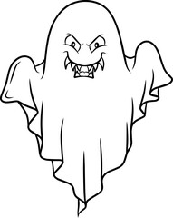 Halloween ghost boo for coloring book page