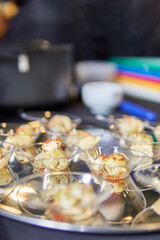 Crunch artichoke vegetarian tapas on kitchen counter ready to serve at the restaurant