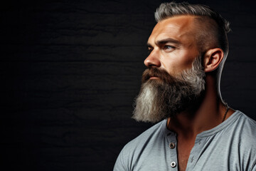 Fototapeta premium Close up view of man with beard. Suitable for use in various contexts.