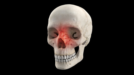 Cranial nose fracture on human skull