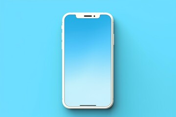 Banner with white phone screen on light blue background. Generative AI