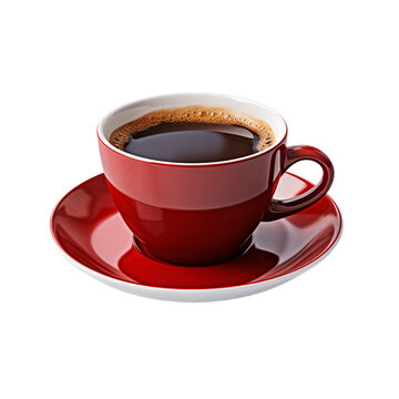 red cup of coffee americano isolated on white background, ai generated