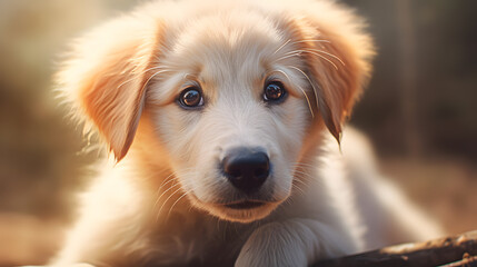 close up of a golden retriever labrador puppy