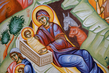 The Birth of Jesus. The Žitomislić Monastery, Bosnia and Herzegovina. 08 Apr 2022.