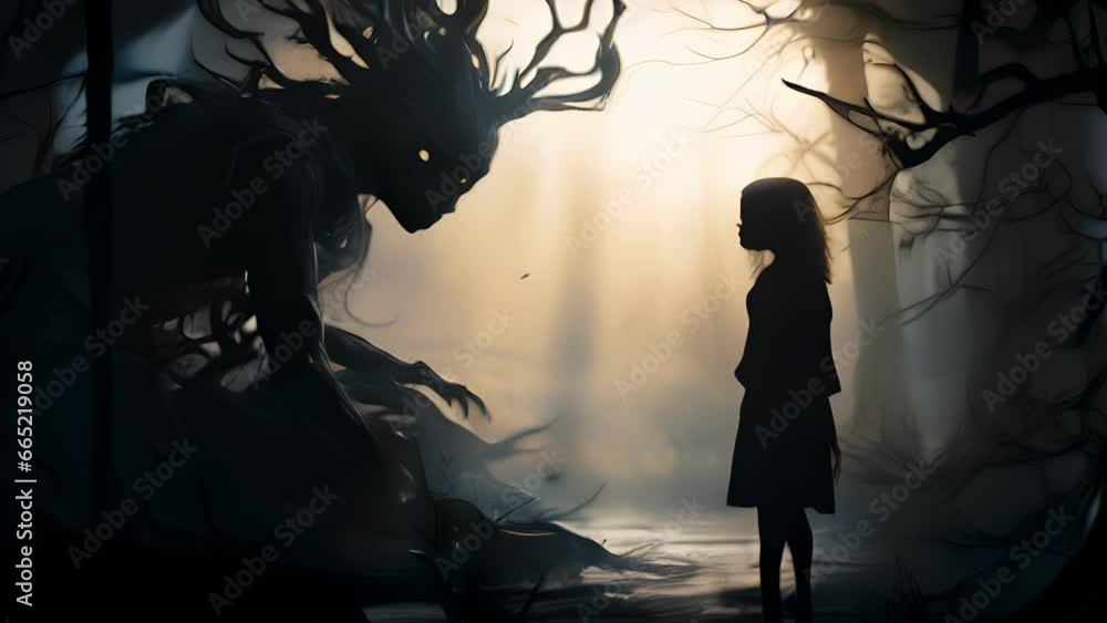 Poster Enter a world where shadows have a life of their own, constantly shifting and morphing into fantastical creatures that whisper secrets only they know. Surreal psychedelic