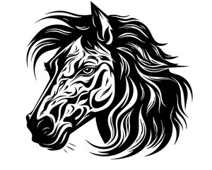 Horse Mustang Wild Tattoo Logo Print Stamp Mane Steed