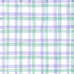 Green Purple Plaid Hand Drawn Background