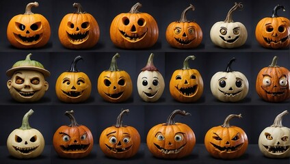 set of Halloween pumpkins