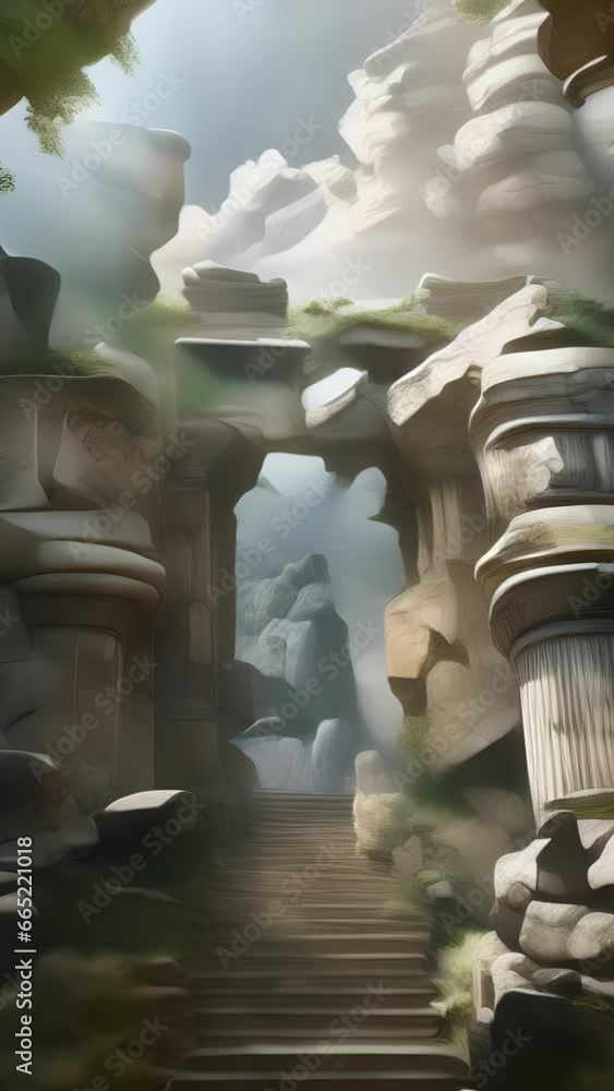 Wall mural embark on an ethereal adventure through ancient ruins, where time stands still and mysteries unfold.