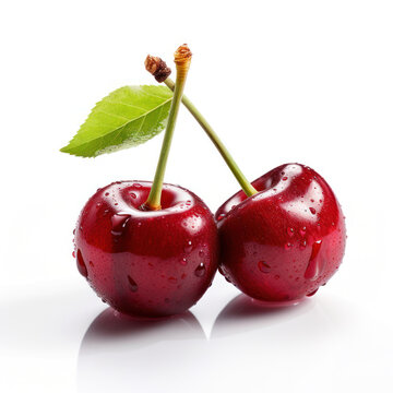 Cherries Studio Shot Isolated on Clear Background, Food Photography, Generative AI