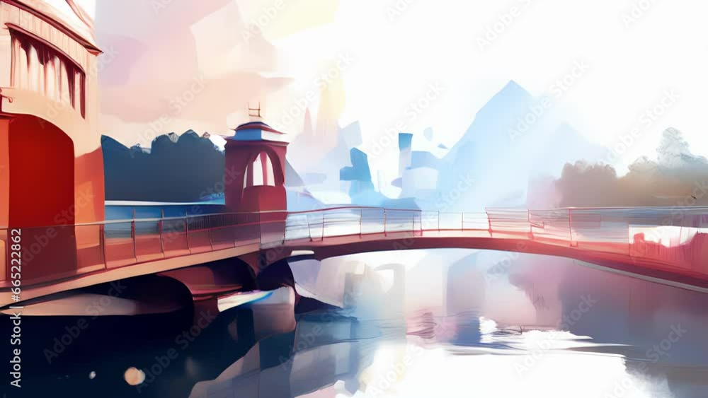 Poster witness a battle between abstract architectural structures, as buildings and bridges engage in an ep