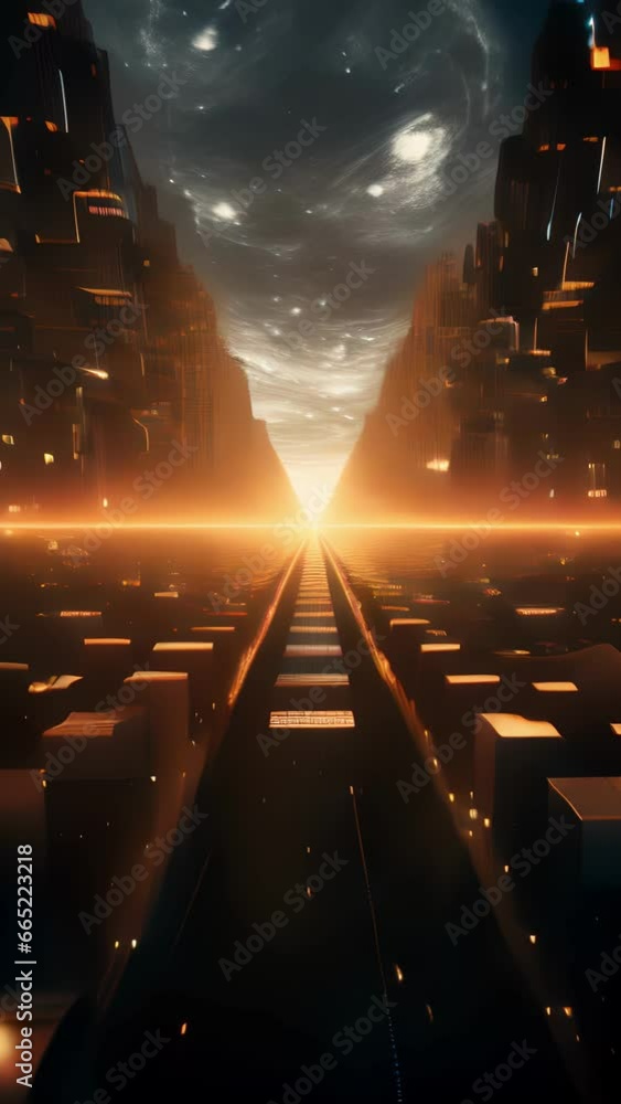Aufkleber travel through a tunnel of infinite mirrors, where reflections stretch into infinity and the boundar