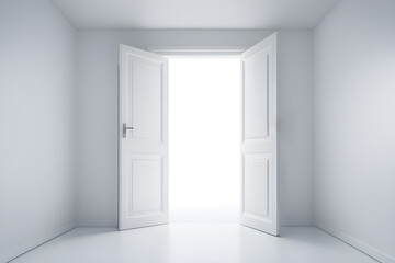 open white doors to white space mockup