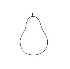 A pear drawn with a contour line. The pear icon is isolated on a white background. Logo, template for your design