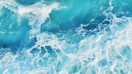 Fototapeten crashing vibrant blue ocean water waves background © @foxfotoco