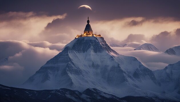 Lord Shiva Bathed in Moonlight at Mount Kailash