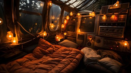 Retro Charm: Bedroom with Cassette Tape and Vintage Vinyl Player