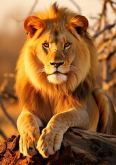 Fototapeta premium AI generated illustration of A beautiful lion sprinting through a grassy savannah