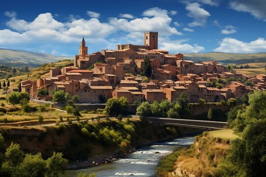 City of San Andrés Del Rabanedo in Castille-Leon region with a background image. Generative AI