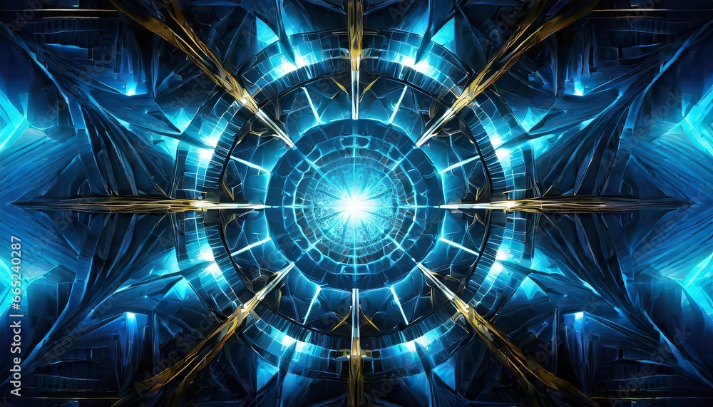 Poster futuristic mood. abstract kaleidoscope fractal. background or backdrop with selective focus
