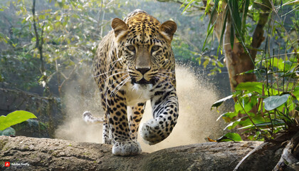Wild leopard in the jungle.