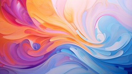 Colored modern canvas with swirls light violet and orange, light magenta and turquoise colors.
