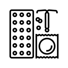 birth control gynecologist line icon vector. birth control gynecologist sign. isolated contour symbol black illustration
