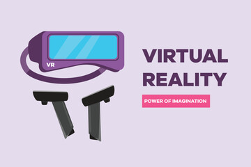 Happy people playing virtual game. Virtual game  concept. Colored flat vector illustration isolated.