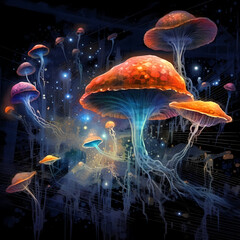 mushrooms colorful psychedelic