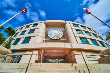 State of California Public Utilities Commission building with stairs to entrance