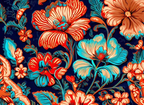 Fabric textile vintage, pattern floral batik, decorative background batik, batik flower, fabric, textile, vintage, pattern, floral, batik, decorative © yogia10