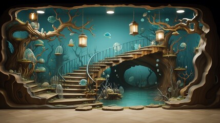 Share a 3D mural that gives the impression of being in a dreamlike world.