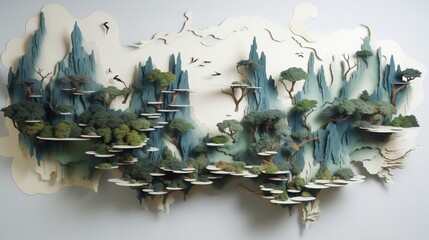 Share a 3D wall decoration reminiscent of an otherworldly landscape.