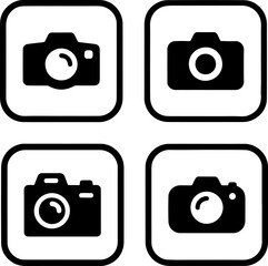Pixel perfect icon set of camera, photography. Simple thin line icons, flat vector illustrations. Isolated on white, transparent background