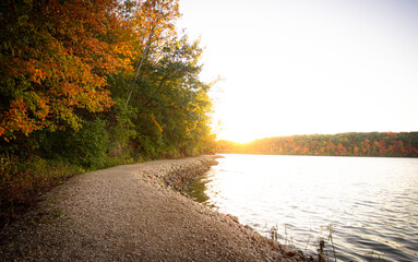 Fall sunset by the lake.