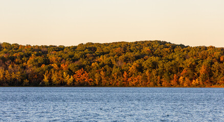 Fall lake sunset.
