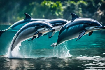 Obraz premium dolphin jumping out of water