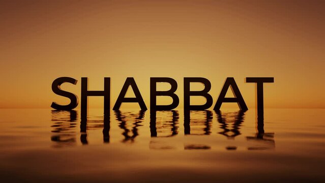 Shabbat 3D Sign Floating on Calm Water at Sunset