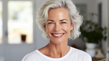 smooth and healthy skin senior woman face for cosmetics skincare advertisement commercial. 