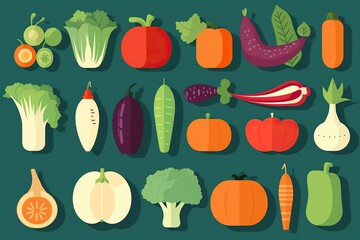 Fototapeta premium Vegetable icons, concept of Food group